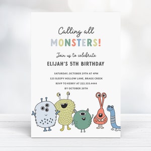 Monster Birthday Party Invitation Printable - Calling All Monsters Invitation - Boys Halloween Birthday Party Invite - Monster Party Invite