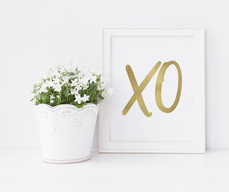 XO Print Gold XO XO Sign Bedroom Wall Art Bedroom Etsy