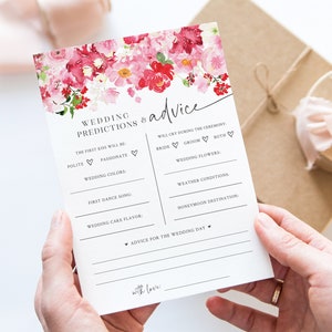 Chá de panela do Dia dos Namorados - Cartões de previsões e conselhos para casamento - Cartão de conselhos para chá de panela para impressão - Tema Love is in the Air