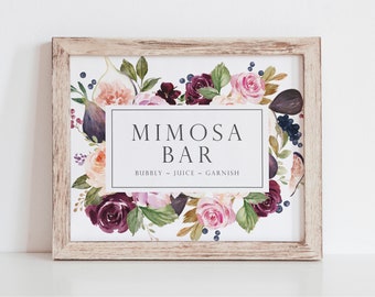 Mimosa Bar Sign - Summer Market Bridal Shower Decor - Cooking Theme Bridal Shower Decorations - Fruit and Floral Bridal Shower Signage
