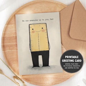 Fars dag-kort för byggbranschen | Utskrivbart Glad fars dag | Ingen mäter sig med dig, pappa | Pappa-kort för hantverkare | Roligt pappa-kort för ingenjörer