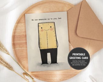 Construction Father's Day Card | Printable Happy Father's Day | No One Measures Up to You, Dad | Handyman Dad Card | Funny Engineer Dad Card