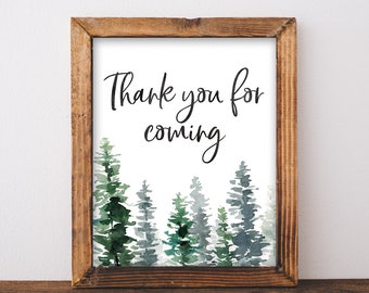 Thank You For Coming Sign - Woodland Party Decorations - Thank You Printable - Mountain Party Decor - Outdoor Party Theme - Adventure Party