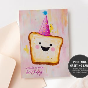 A Toast to Your Birthday | Printable Birthday Card | Blank Inside | Coworker Birthday | Birthday Toast | Cute Colorful Adult Birthday Card