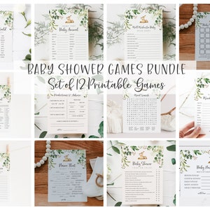 Set of 12 Printable Baby Shower Games - Deer Baby Shower Activities Bundle - Forest Friends Baby Shower Game Package - Woodland Animals
