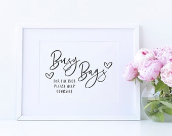 Busy Bags Sign - Kids Activities for Wedding - Wedding Kids Bag Sign - Wedding Kids Activity Pack Sign - Printable Wedding Sign