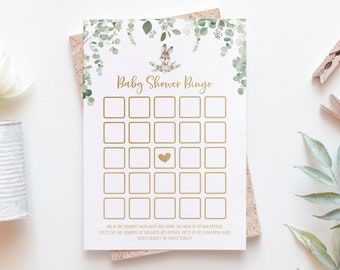 Bunny Baby Shower Bingo Game Card - Easter Baby Shower - Gift Opening Bingo Card Printable - Gender Neutral Baby Shower Gift Bingo Game