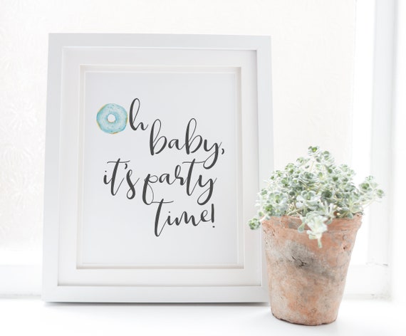 Oh Baby Donut Sign - Oh Baby Shower Decor - Oh Baby Sign - Blue Donut Baby Shower - Baby Sprinkle Decor - Blue Boy Baby Shower Decorations