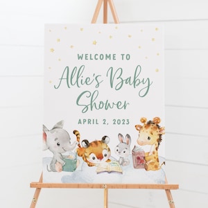 Storybook Baby Shower Welcome Sign - Printable Book Themed Baby Shower Welcome Poster - Books for Baby Animal Themed Baby Shower Sign