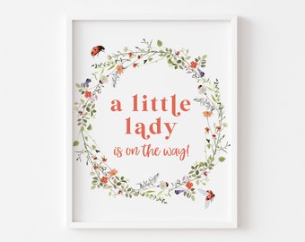 Ladybug Baby Shower Sign - A Little Lady is on the Way! - Printable 8x10 Sign - Ladybug Party Decorations - Love Bug Baby Shower Signage