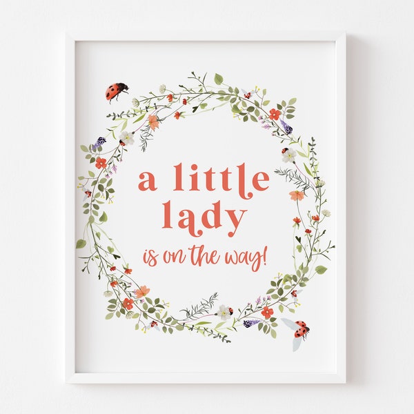 Ladybug Baby Shower Sign - A Little Lady is on the Way! - Printable 8x10 Sign - Ladybug Party Decorations - Love Bug Baby Shower Signage