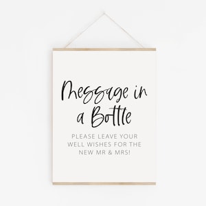 Message in a Bottle Guest Book Sign - Printable Wedding Sign - Guest Book Alternative - Leave a Message in the Bottle for the Newlyweds