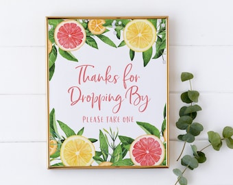 Bedankt voor het plaatsen van een gunst tafelbord - citroen druppel vrijgezellenfeest gunsten teken - citrus partij decoraties - zomer decor vrijgezellenfeest