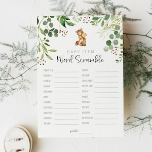 We Can Bearly Wait Baby Shower Games - Bear Baby Shower Word Scramble - Bear Themed Baby Shower Word Game - Printable Games and Activities