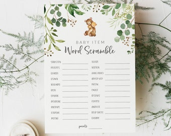 We Can Bearly Wait Baby Shower Games - Bear Baby Shower Word Scramble - Bear Themed Baby Shower Word Game - Printable Games and Activities