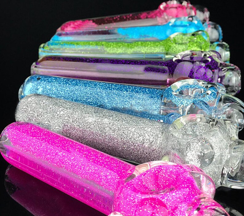 Glitter and liquid filled pipes with sparkle glitter that Etsy