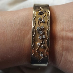 Victorian Gold Filled Bangle With Diamonds
