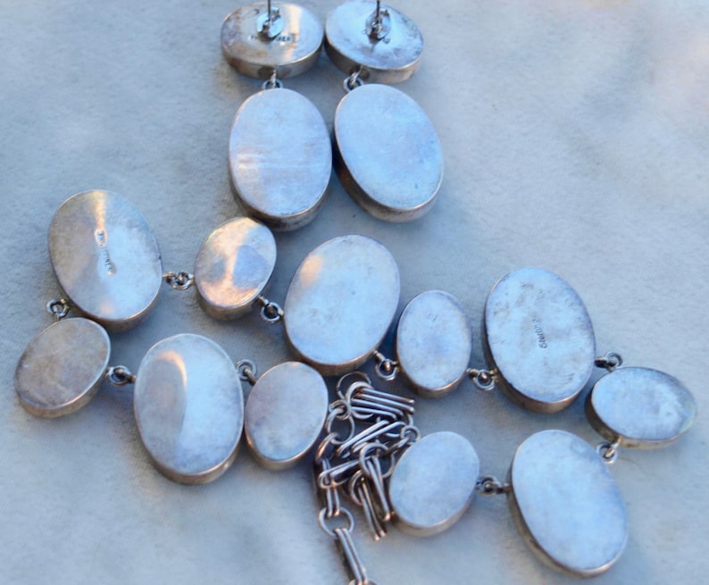 1980/'s Statement Necklace Set Acrylic and Sterling