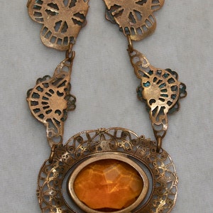 1930's Brass Glass And Enamel Necklace image 2