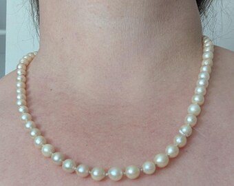 Vintage Salt Water Akoya Cultured Pearl Necklace 20.5 Inches Ready To Wear!