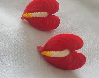 Just Incredible 1940's Anthurium Earrings!