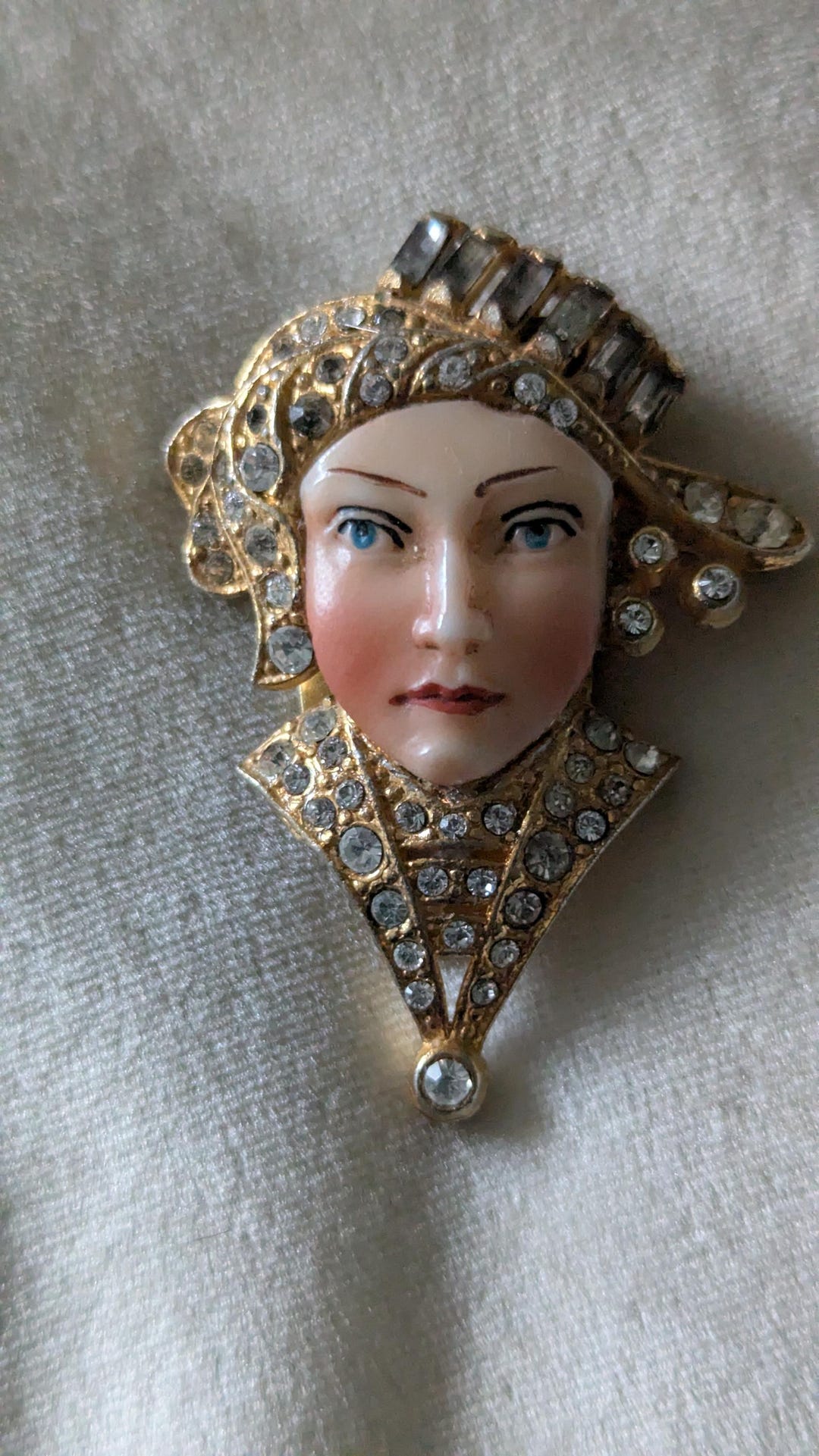 Incredible Porcelain Lady in Paste Frame Dress Clip - Etsy