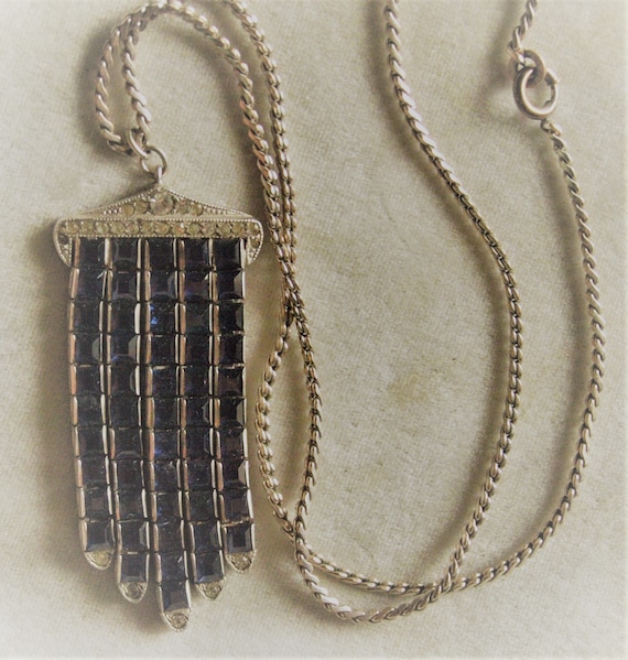 Art Deco Paste Flapper Necklace with Chanel Set S… - image 1