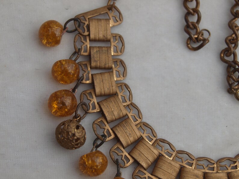 1930's Brass and Glass Fringe Necklace image 3