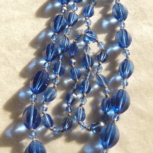 Long Flapper Blue Glass Necklace
