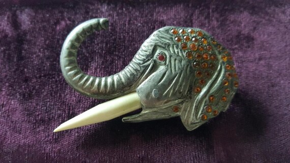 Simply Beautiful 1920's Paste Elephant Brooch - image 1