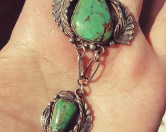 Old Pawn Navajo Turquoise Silver Pendant