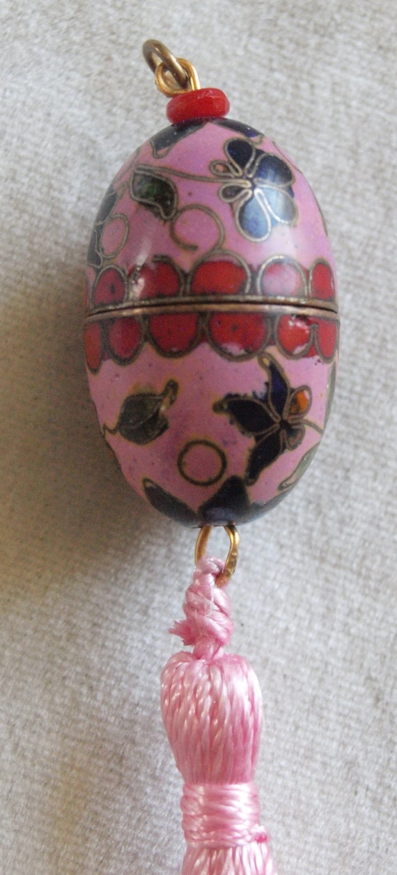 1920's Egg Shaped Cloisonne Perfume, Vinaigrette,