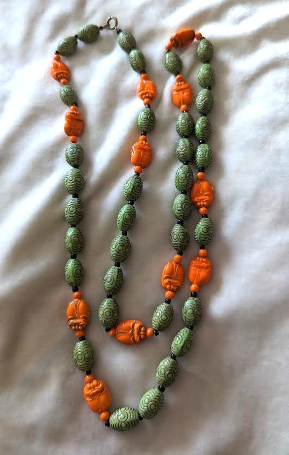Neiger Czech Glass Scarab Necklace