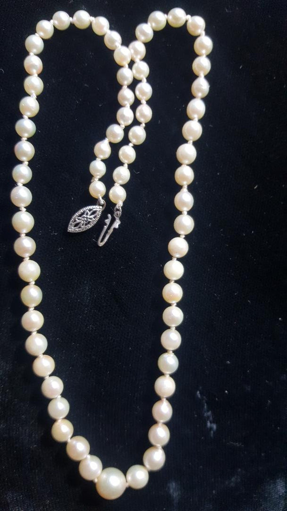 1950's Akoya Saltwater Pearl Necklace 14k Clasp Etsy