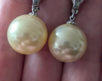 1920s Art Deco Paste Large Faux Pearl Earrings