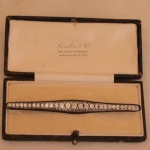 Edwardian Paste Sterling Bar Brooch In Original Box
