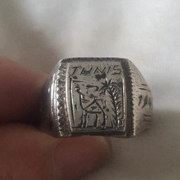 Bague en argent WW2 Bataille de Tunisie