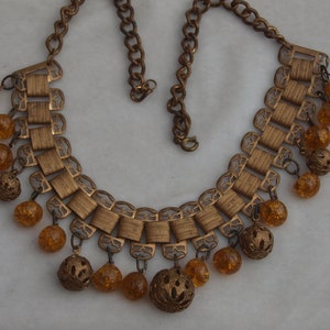 1930's Brass and Glass Fringe Necklace image 2