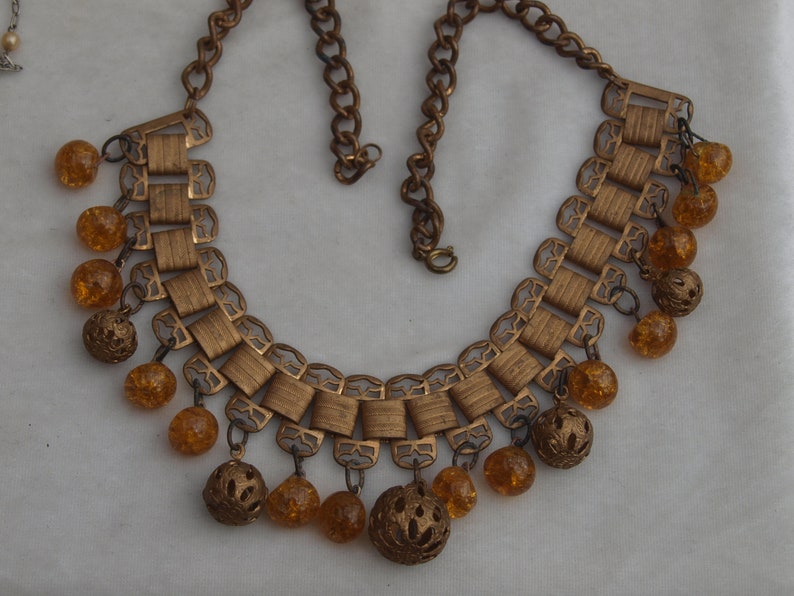 1930's Brass and Glass Fringe Necklace image 2