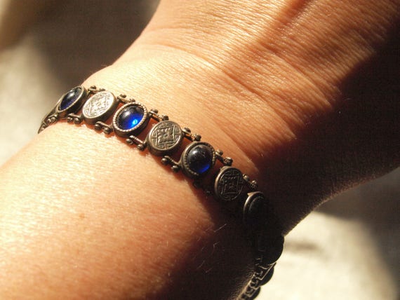 1920's Cobalt Blue Sterling Bracelet