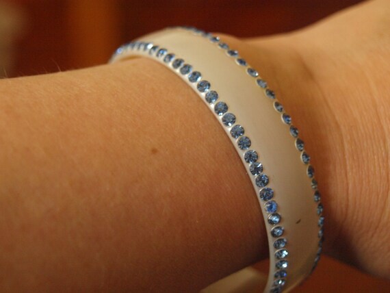 1920's blue rhinstone celluloid bracelet