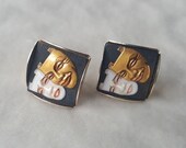 Vintage Japanese Toshikane Mask Earrings