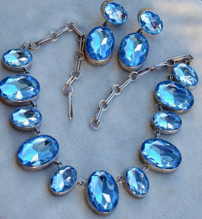 1980/'s Statement Necklace Set Acrylic and Sterling