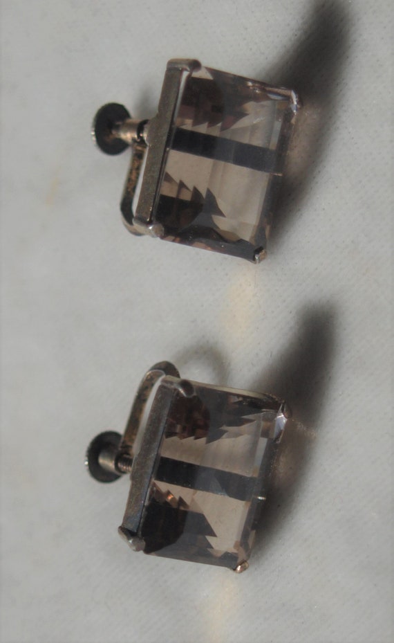 Retro Moderne Smoky Quartz Earrings