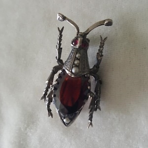 Victorian Garnet Bug Brooch