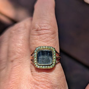 Georgian Seedpearl Compartment Mourning Ring 14k