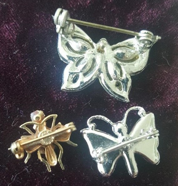 3 Vintage Teeny Tiny Butterfly Brooches - image 2