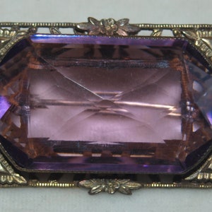 Brass And Glass Czech Purple Pin