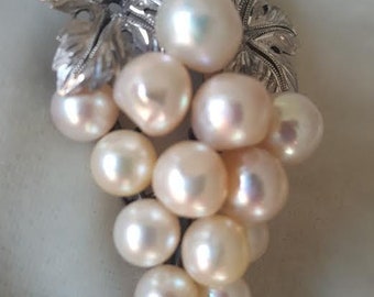 Large Akoya Cultured Pearl Grape Brooch