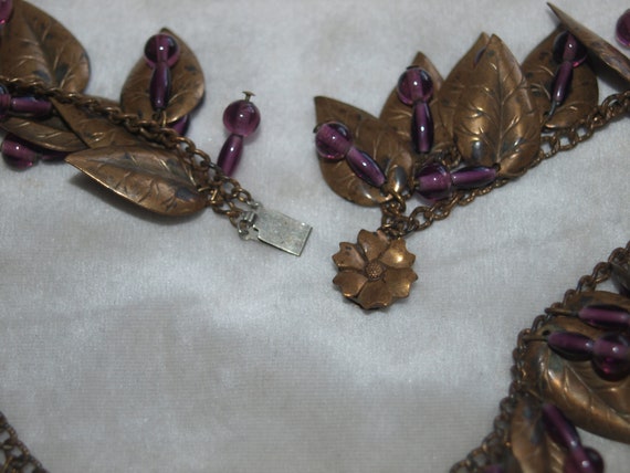 Magnificent Double Strand 1930's Brass Leaf and P… - image 6